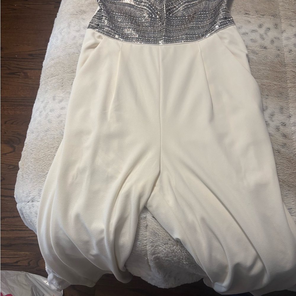 Express Strapless Sequin Bodice Jumpsuit - Picture 3 of 4